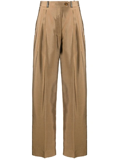 Shop Stine Goya High-waist Trousers In Brown