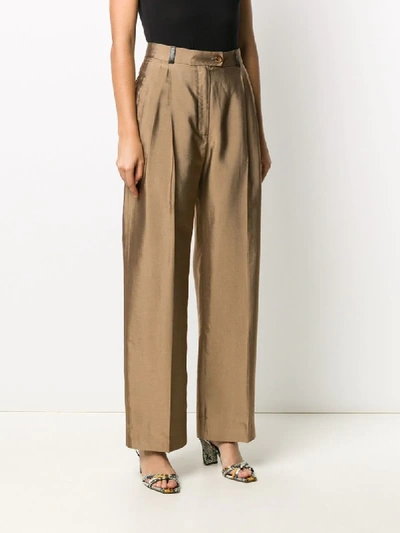 Shop Stine Goya High-waist Trousers In Brown