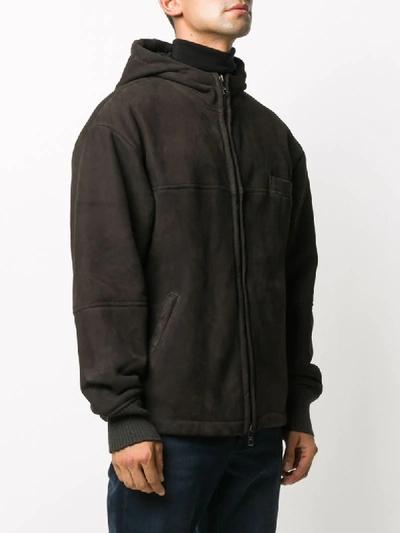 Shop Giorgio Brato Hooded Sheepskin Jacket In Brown
