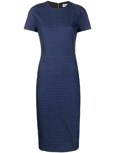 Shop Victoria Beckham Striped Fitted Dress In Blue