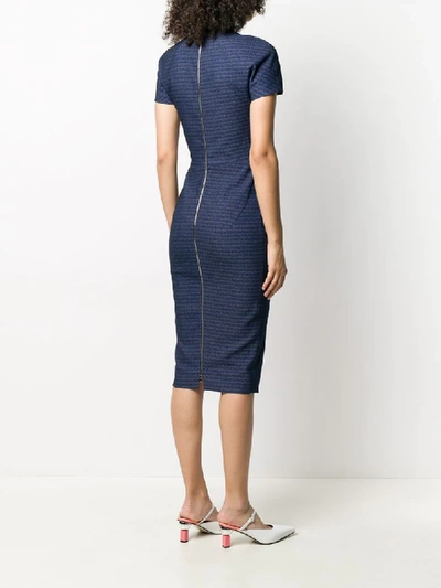 Shop Victoria Beckham Striped Fitted Dress In Blue