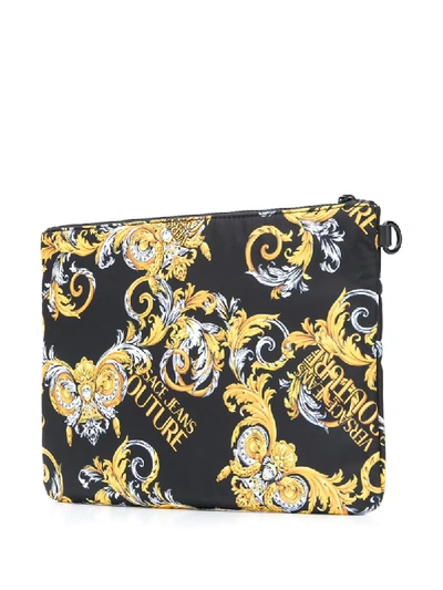 Shop Versace Jeans Couture Baroque Print Clutch In Black
