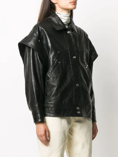Shop Iro Panelled Leather Jacket In Black