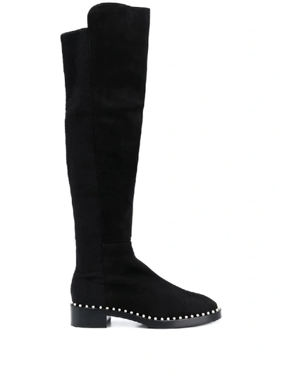 Shop Stuart Weitzman Easyon Pearl Knee-high Boots In Black