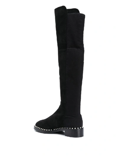 Shop Stuart Weitzman Easyon Pearl Knee-high Boots In Black