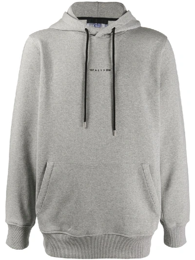 Shop Alyx Drawstring Logo Hoodie In Grey