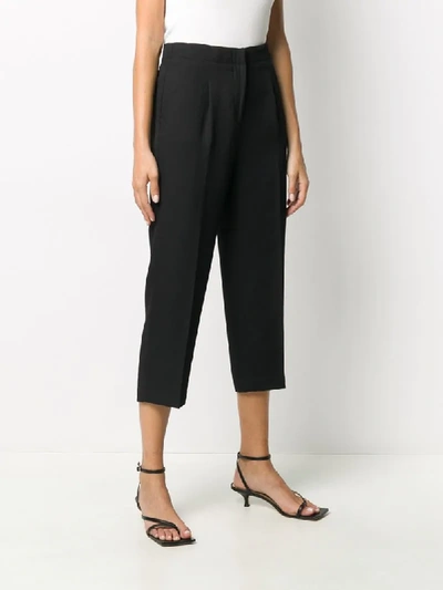 Shop Michael Michael Kors High Rise Cropped Trousers In Black