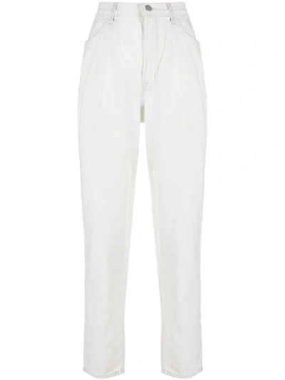 Shop J Brand High-waisted Straight-leg Trousers In White