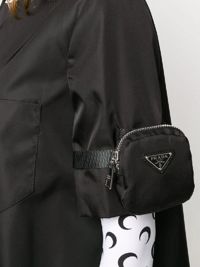 Prada Sleeve Pouch Re-nylon Mini Dress In Black