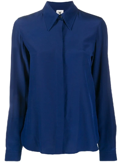 Shop M Missoni Crepe De Chine Silk Shirt In Blue