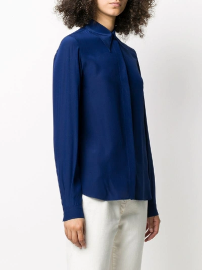 Shop M Missoni Crepe De Chine Silk Shirt In Blue