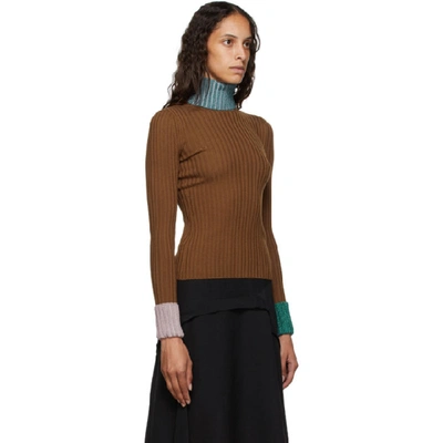 Shop Lanvin Orange Rib Knit Turtleneck Sweater In S8 Wood