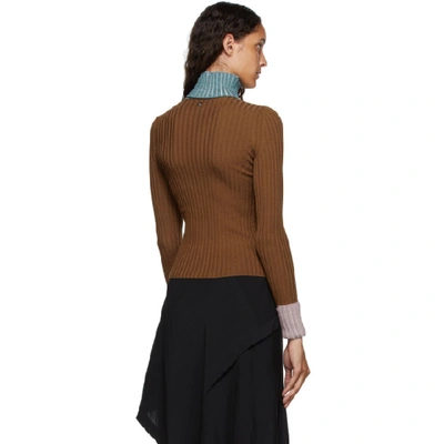 Shop Lanvin Orange Rib Knit Turtleneck Sweater In S8 Wood
