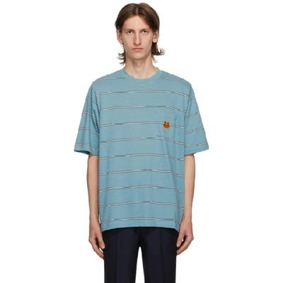Shop Kenzo Blue Seasonal Stripe Pocket T-shirt In 62 Glacier