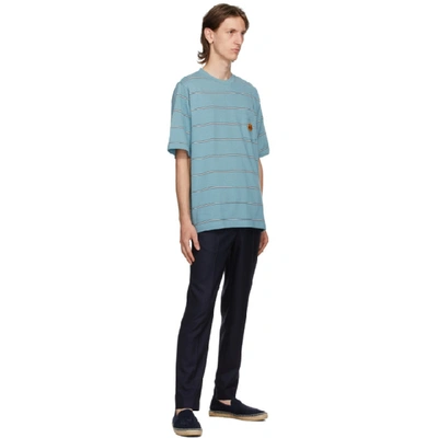 Shop Kenzo Blue Seasonal Stripe Pocket T-shirt In 62 Glacier