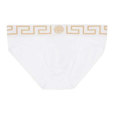 Shop Versace Underwear Two-pack White Medusa Briefs In A81h White