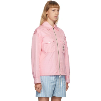 Shop Gucci Pink Embroidered Kitten Jacket In 5359 Pink