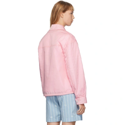 Shop Gucci Pink Embroidered Kitten Jacket In 5359 Pink