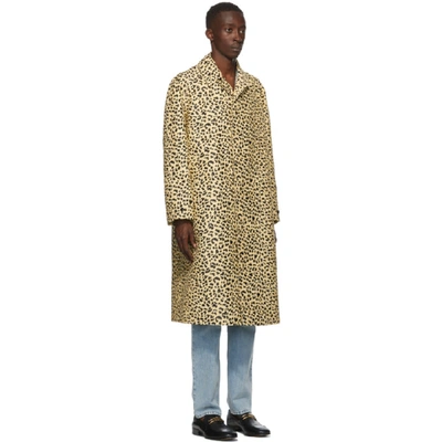Shop Gucci Beige And Black Jacquard Leopard Coat In 2068 Bgblk