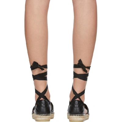 Shop Gucci Black Wedge Gg Espadrilles In Black/natural