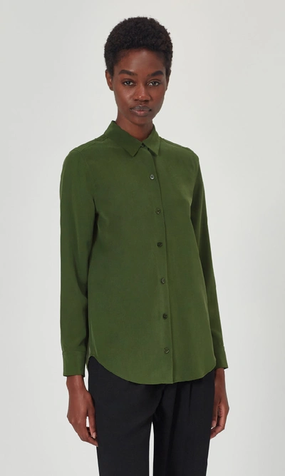 Shop Equipment Essential Silk Shirt In Foret Green