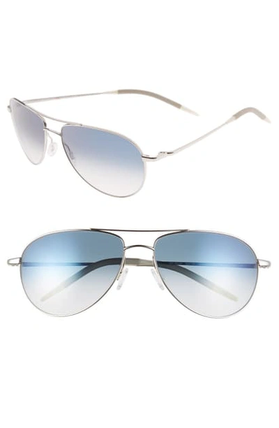 Shop Oliver Peoples Benedict 59mm Photochromic Gradient Aviator Sunglasses In Silver/ Chrome Sapphire