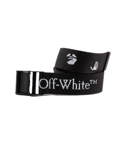 Shop Off-white Black Logo-print Belt In Nero+bianco