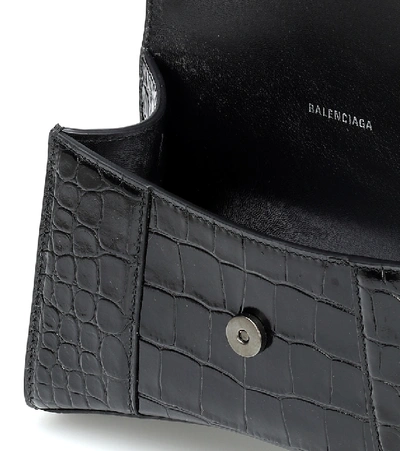 Balenciaga Hourglass Xs Leather Crossbody Bag In Black