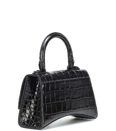 Balenciaga Hourglass Xs Leather Crossbody Bag In Black