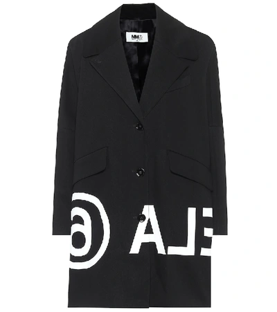 Shop Mm6 Maison Margiela Logo Cotton-twill Coat In Black