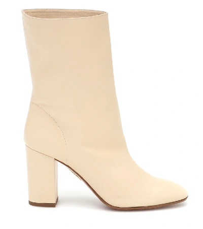 Shop Aquazzura Boogie 85 Leather Ankle Boots In White