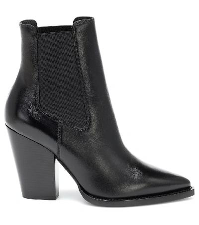 Saint Laurent Theo 95 Leather Chelsea Boots In Noir