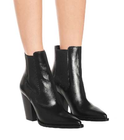 Saint Laurent Theo 95 Leather Chelsea Boots In Noir