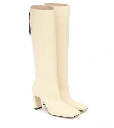 Shop Wandler Isa Leather Knee-high Boots In White
