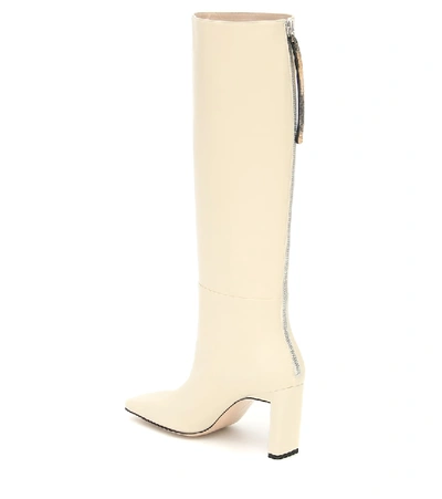 Shop Wandler Isa Leather Knee-high Boots In White