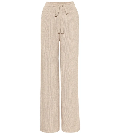 Shop Nanushka Oni High-rise Wide-leg Trackpants In Beige