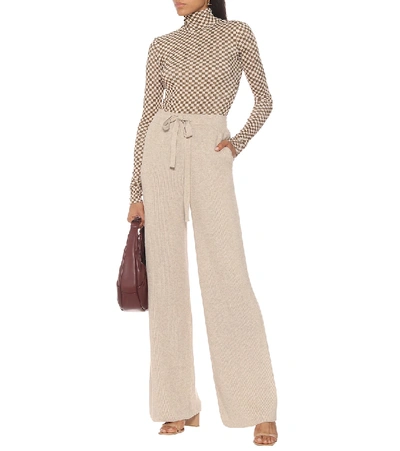 Shop Nanushka Oni High-rise Wide-leg Trackpants In Beige