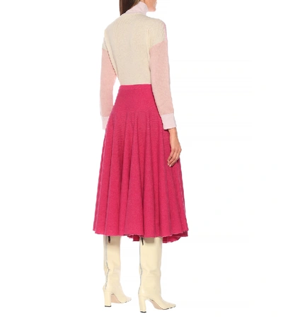 Shop Marni Virgin Wool Pleated Midi Skirt In Pink