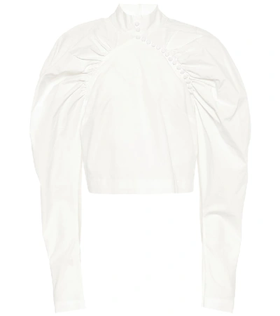 Shop Rotate Birger Christensen Kim Cotton-poplin Top In White