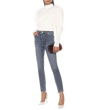 Shop Rotate Birger Christensen Kim Cotton-poplin Top In White