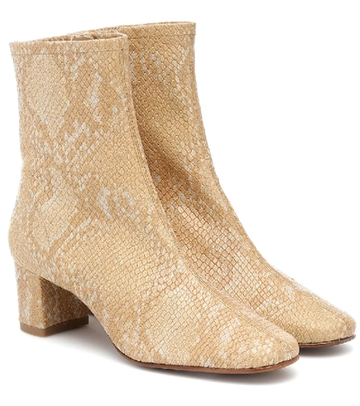 Shop By Far Sofia Leather Ankle Boots In Beige