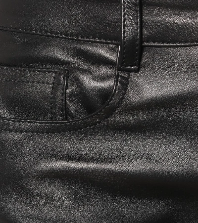 Shop Mm6 Maison Margiela High-rise Slim Leather Pants In Black