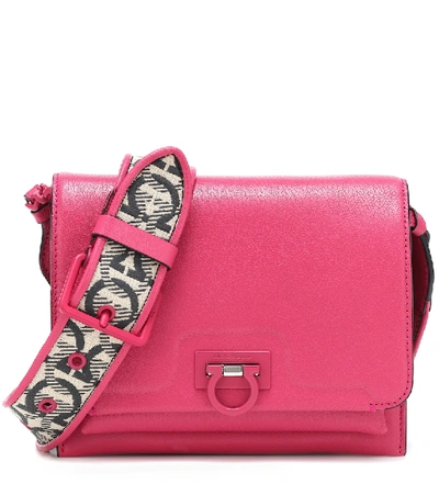 Shop Ferragamo Trifolio Small Leather Crossbody Bag In Pink
