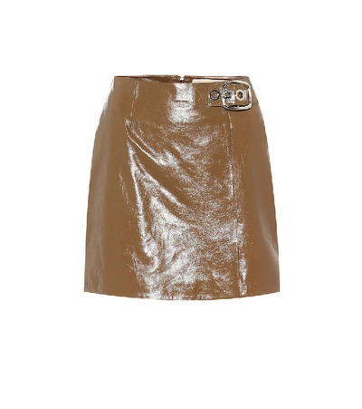 Shop Alexa Chung Leather Miniskirt In Brown