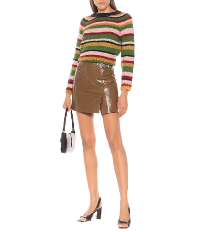 Shop Alexa Chung Leather Miniskirt In Brown