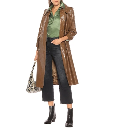 Shop Alexa Chung Leather Trench Coat In Brown