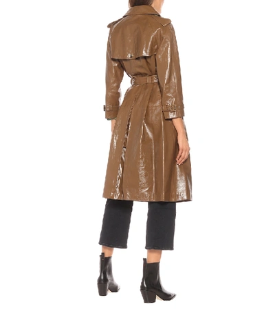 Shop Alexa Chung Leather Trench Coat In Brown