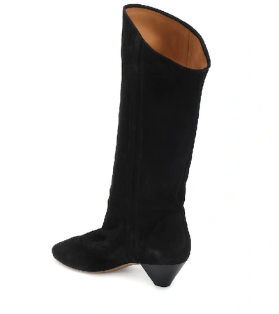 Shop Isabel Marant Dathy's Slouchy Suede Boots In Black