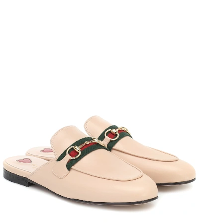 Shop Gucci Princetown Leather Slippers In Pink