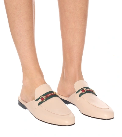 Shop Gucci Princetown Leather Slippers In Pink